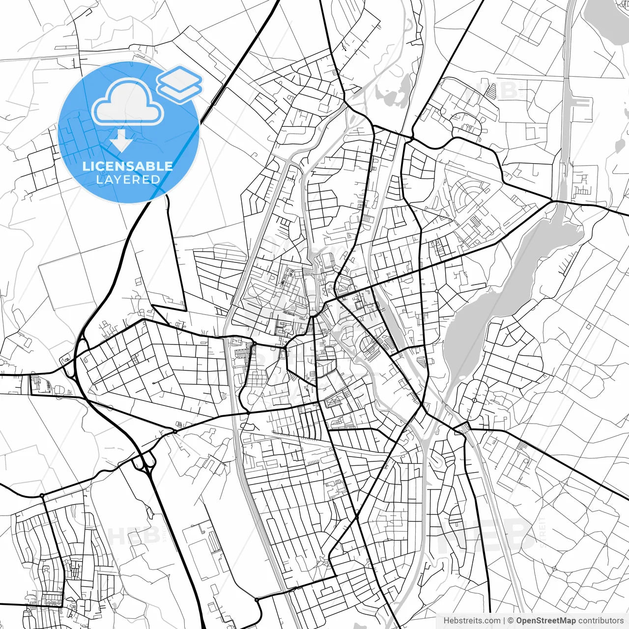 Layered PDF map of Oranienburg, Brandenburg, Germany
