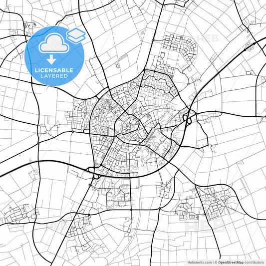 Layered PDF map of Erkelenz, North Rhine-Westphalia, Germany