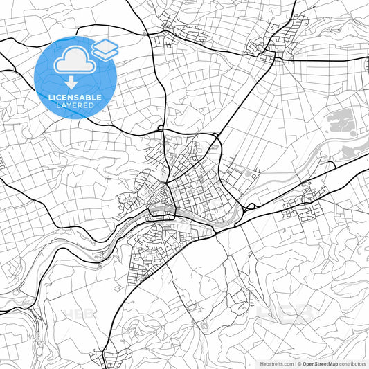 Layered PDF map of Rottenburg am Neckar, Baden-Wuerttemberg, Germany