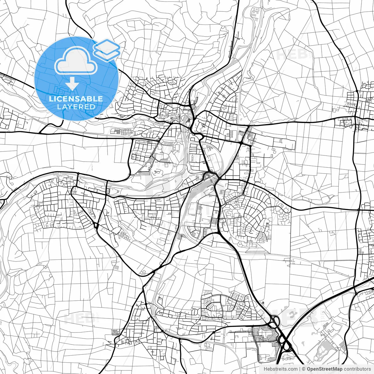 Layered PDF map of Bietigheim-Bissingen, Baden-Wuerttemberg, Germany