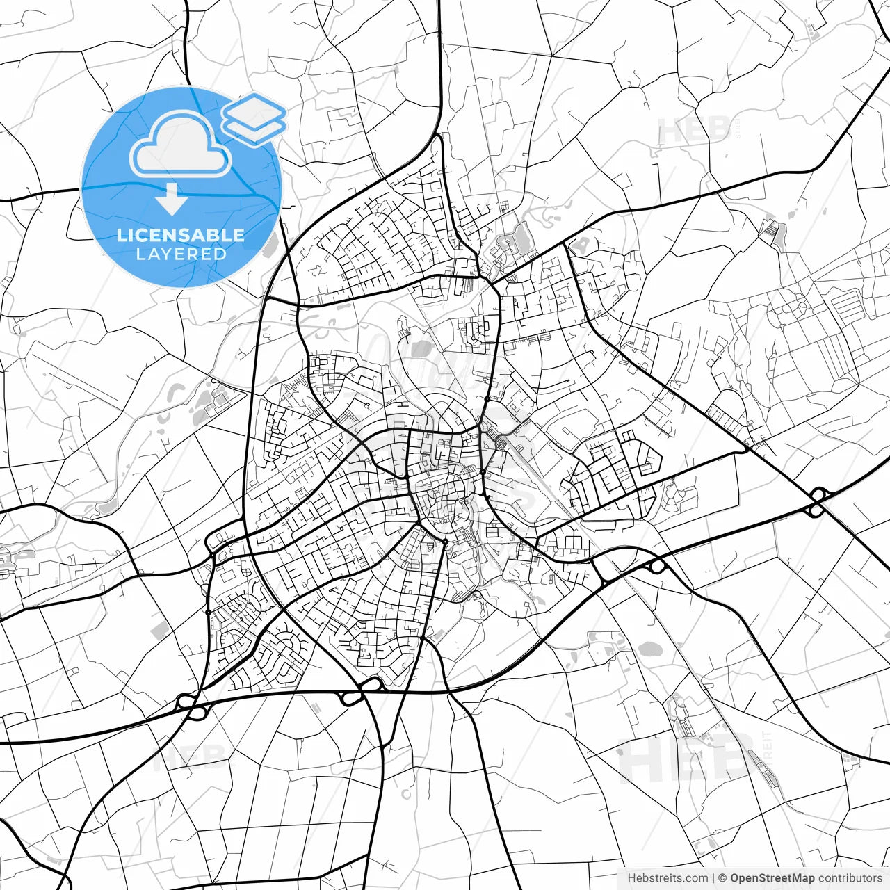 Layered PDF map of Borken, North Rhine-Westphalia, Germany