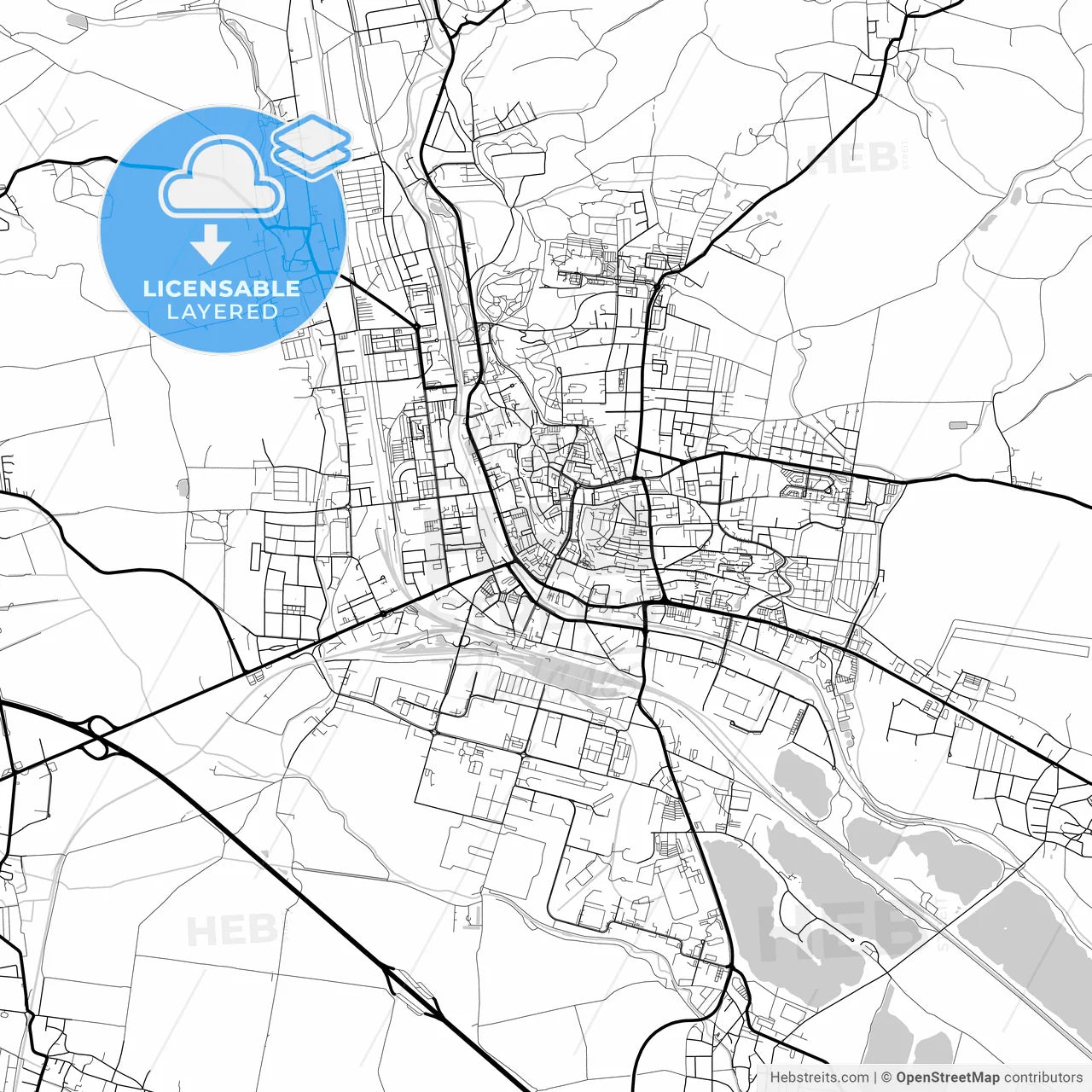 Layered PDF map of Nordhausen, Thuringia, Germany