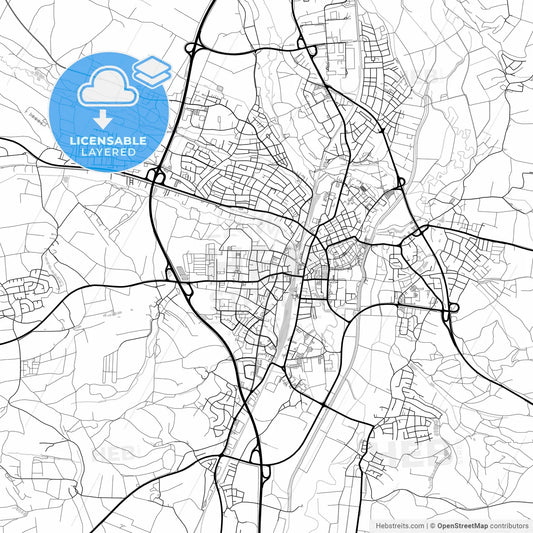 Layered PDF map of Weiden in der Oberpfalz, Bavaria, Germany