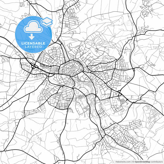 Layered PDF map of Amberg, Bavaria, Germany