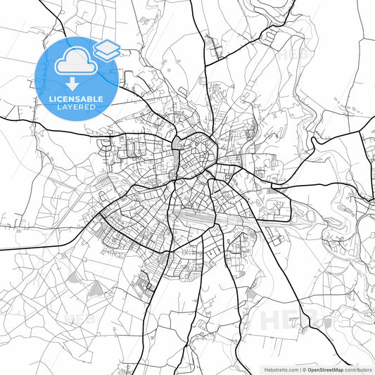 Layered PDF map of Freiberg, Saxony, Germany
