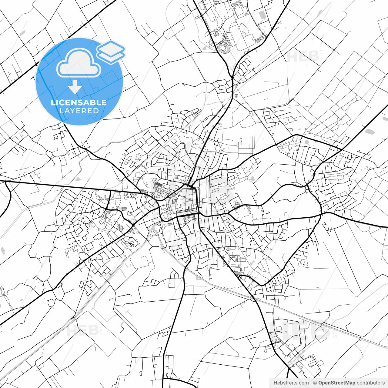 Layered PDF map of Aurich, Lower Saxony, Germany