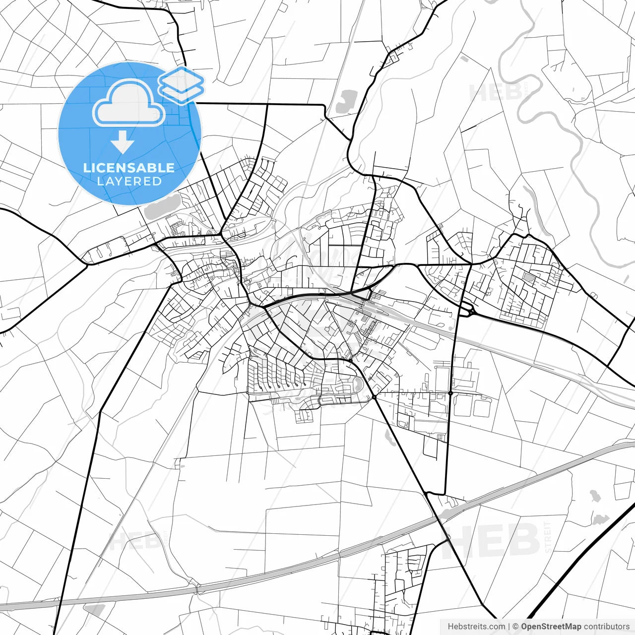 Layered PDF map of Wunstorf, Lower Saxony, Germany
