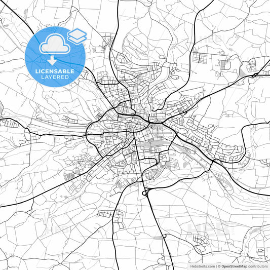Layered PDF map of Ansbach, Bavaria, Germany