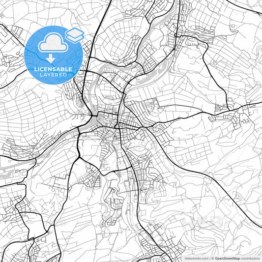 Layered PDF map of Nurtingen, Baden-Wuerttemberg, Germany