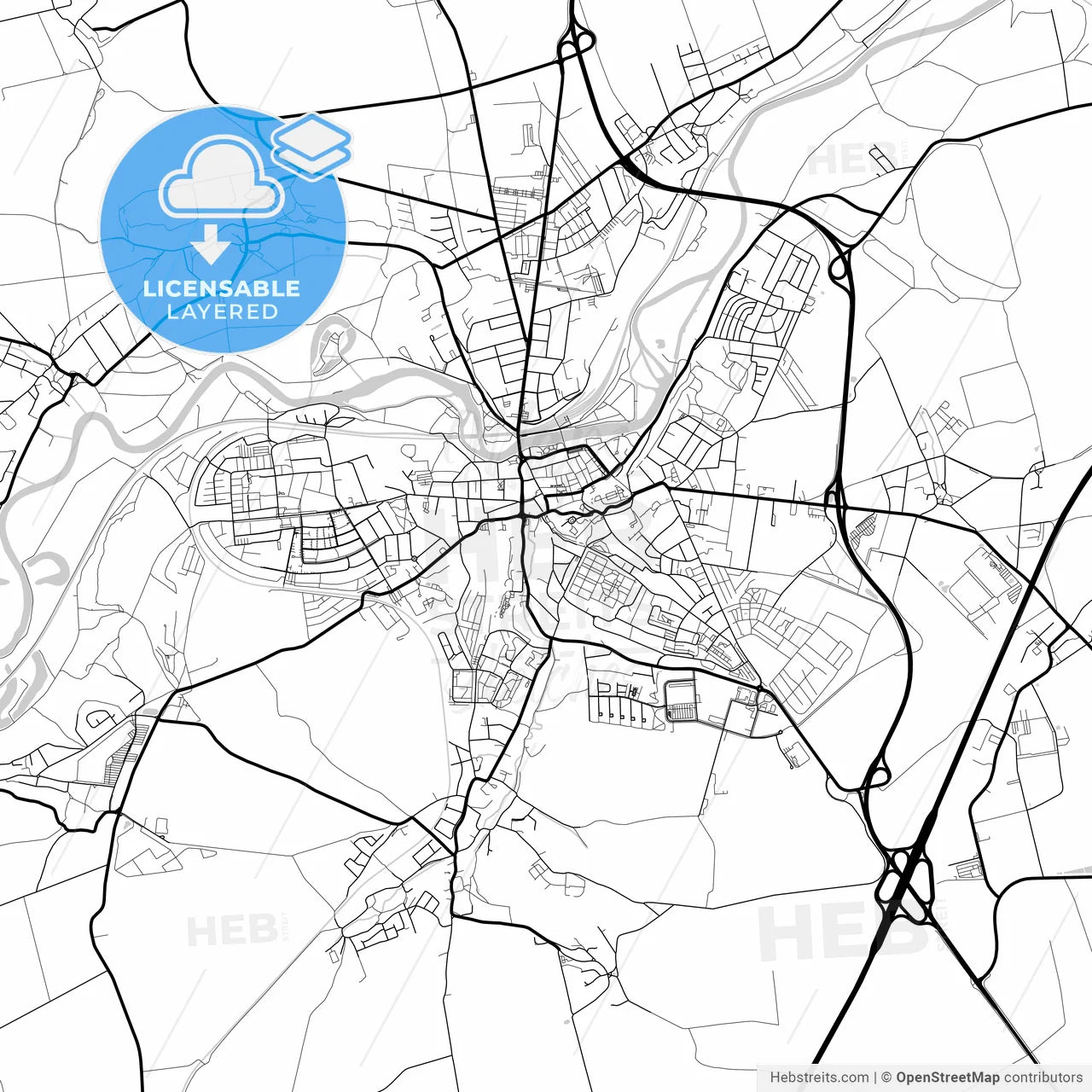 Layered PDF map of Weißenfels, Saxony-Anhalt, Germany