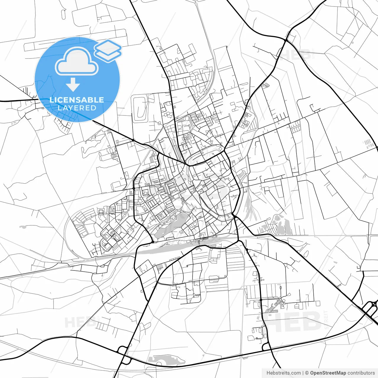 Layered PDF map of Stendal, Saxony-Anhalt, Germany