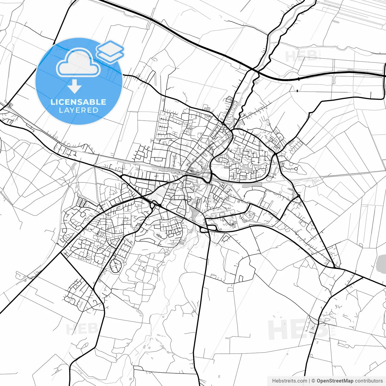 Layered PDF map of Buxtehude, Lower Saxony, Germany