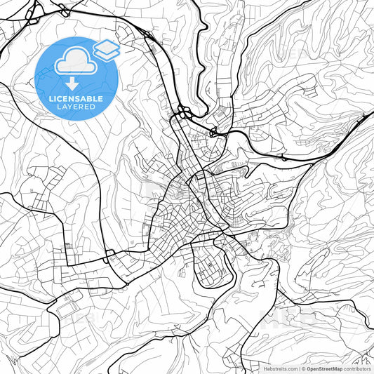 Layered PDF map of Pirmasens, Rheinland-Pfalz, Germany