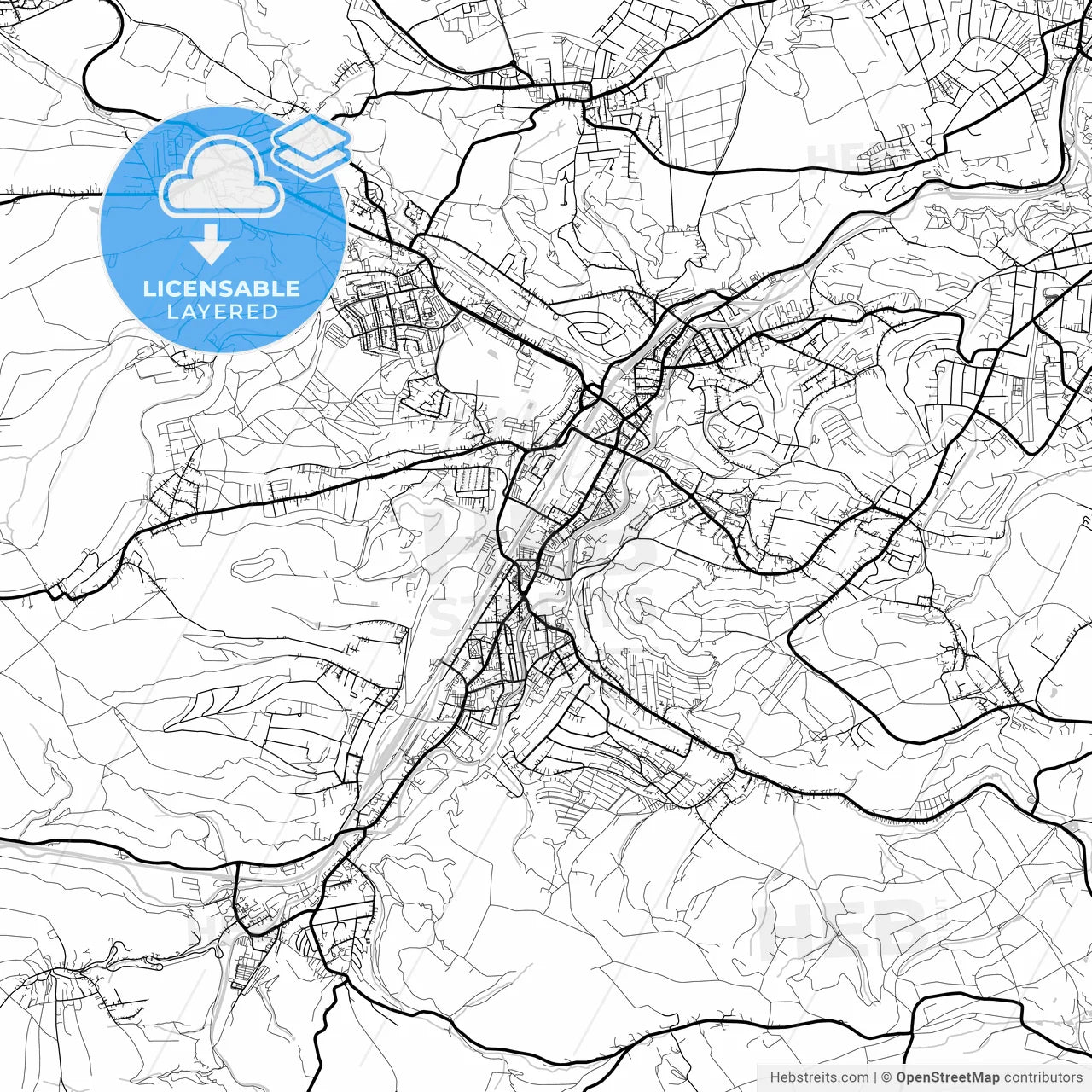 Layered PDF map of Freital, Saxony, Germany