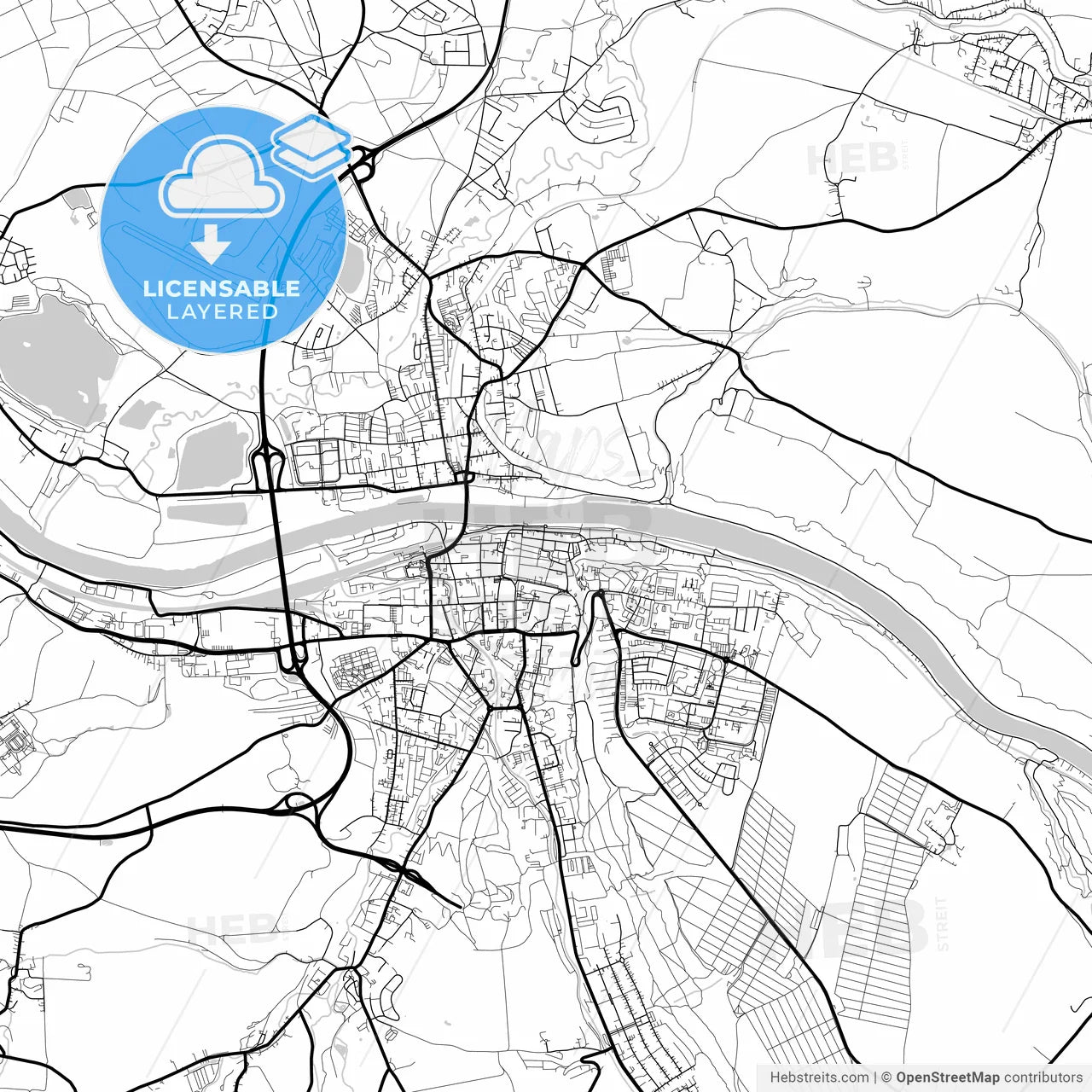 Layered PDF map of Pirna, Saxony, Germany