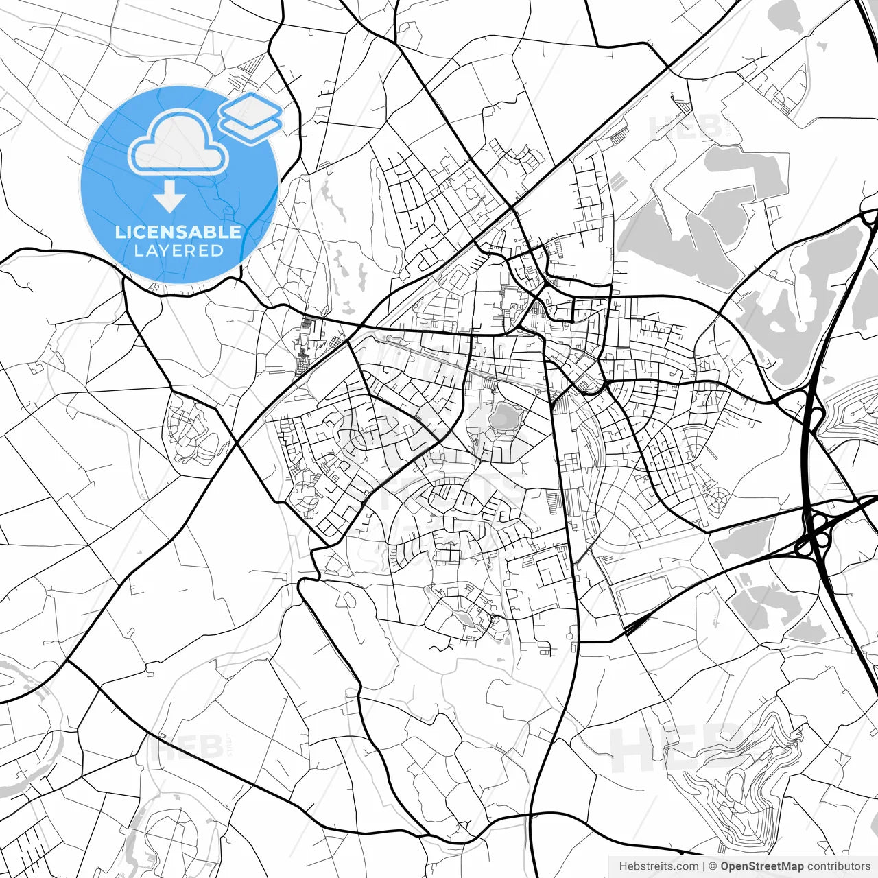 Layered PDF map of Kamp-Lintfort, North Rhine-Westphalia, Germany