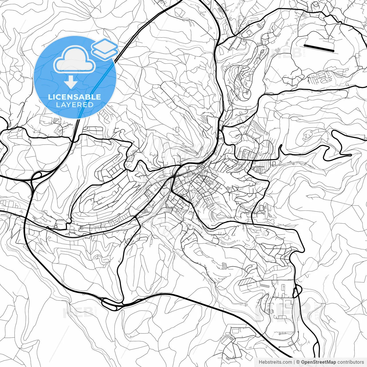 Layered PDF map of Suhl, Thuringia, Germany