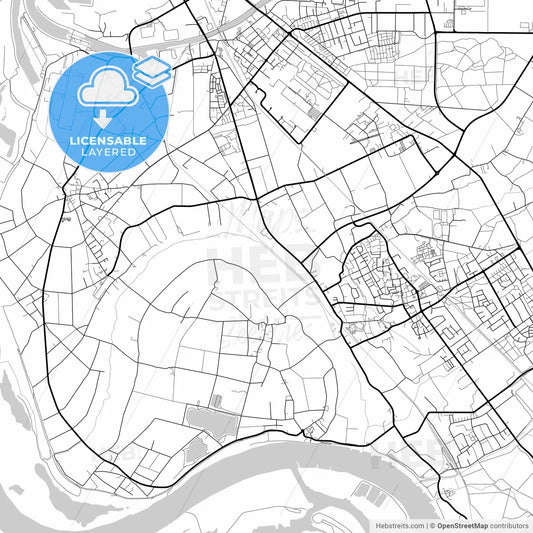 Layered PDF map of Voerde (Niederrhein), North Rhine-Westphalia, Germany
