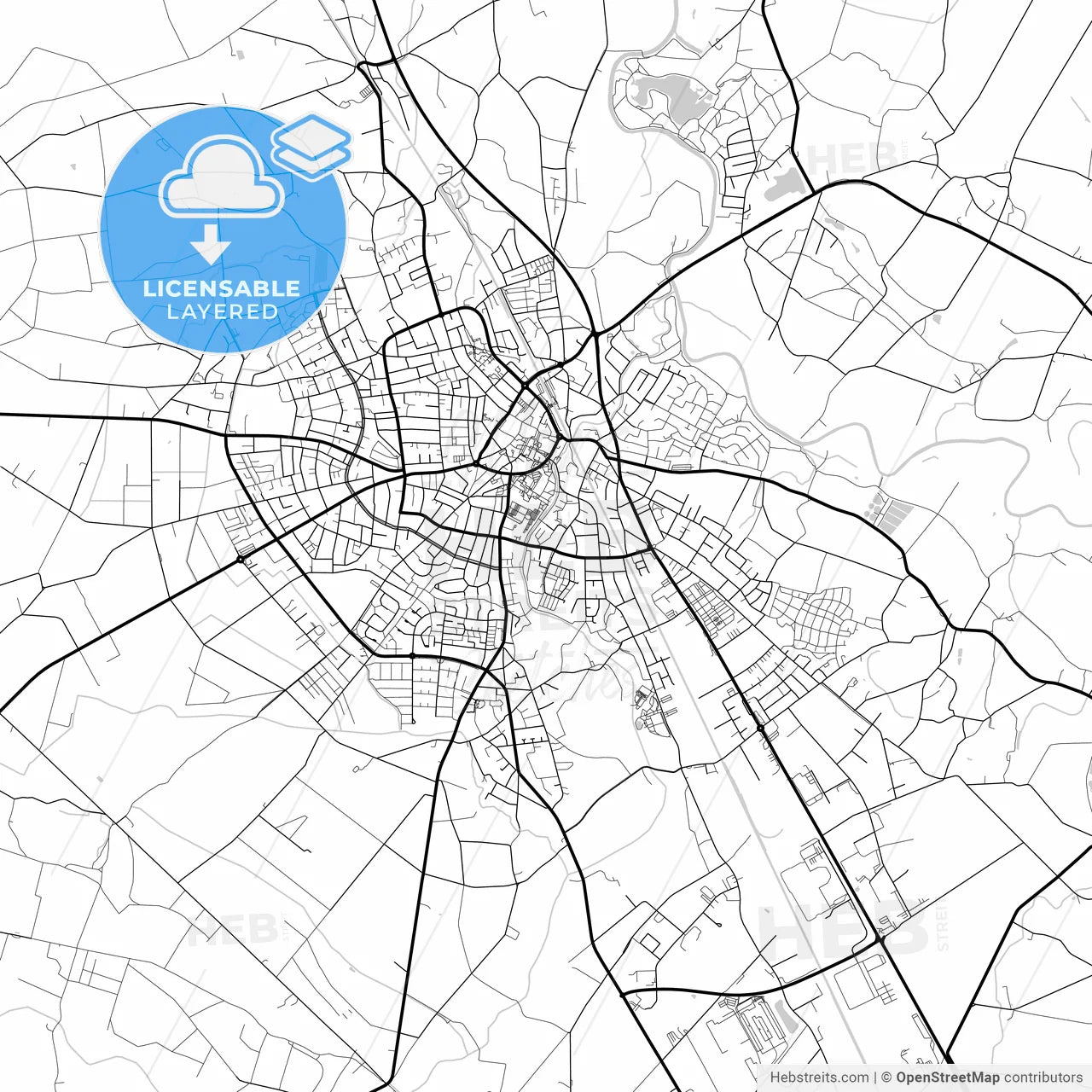 Layered PDF map of Emsdetten, North Rhine-Westphalia, Germany