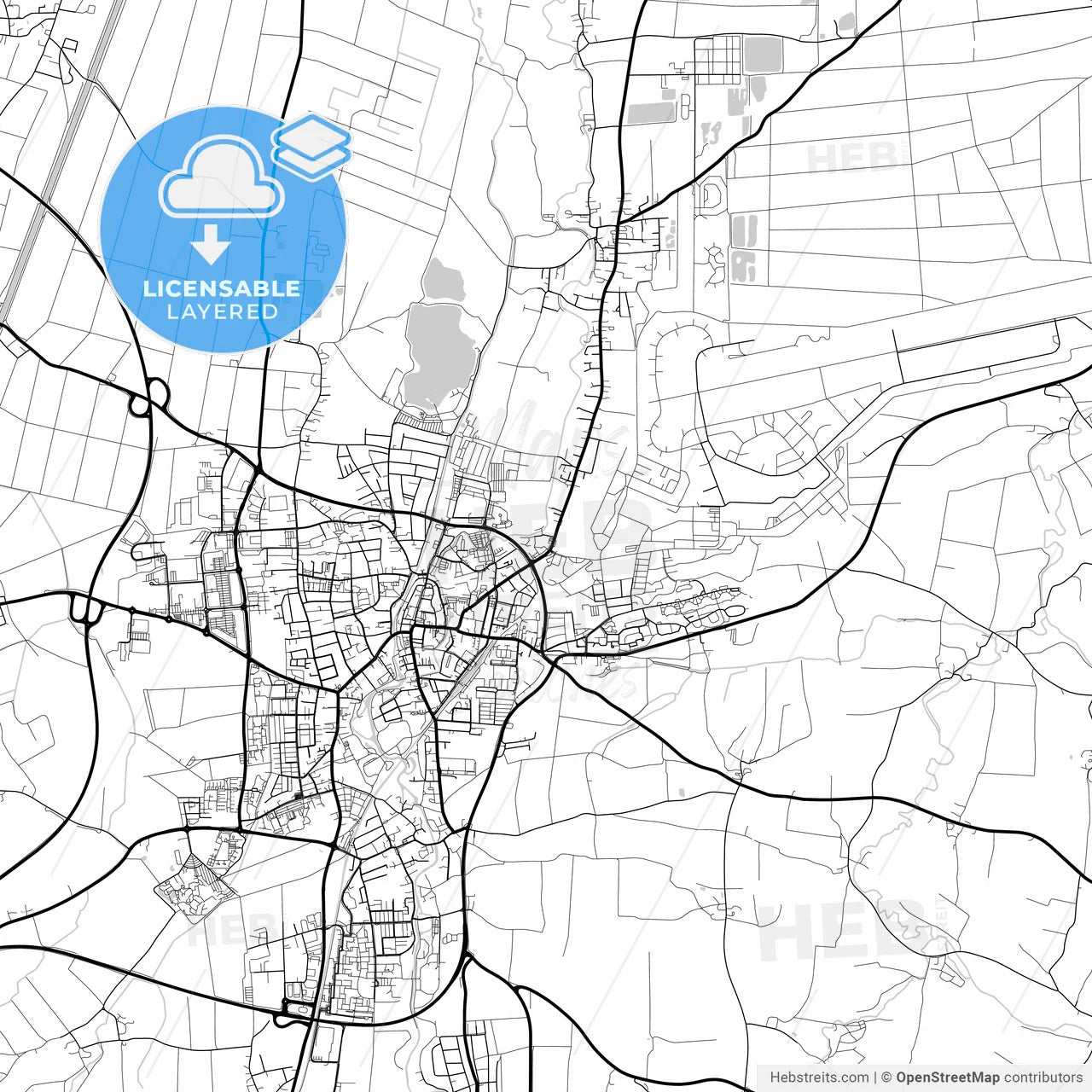 Layered PDF map of Erding, Bavaria, Germany