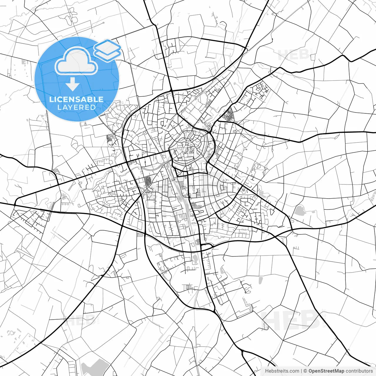 Layered PDF map of Coesfeld, North Rhine-Westphalia, Germany