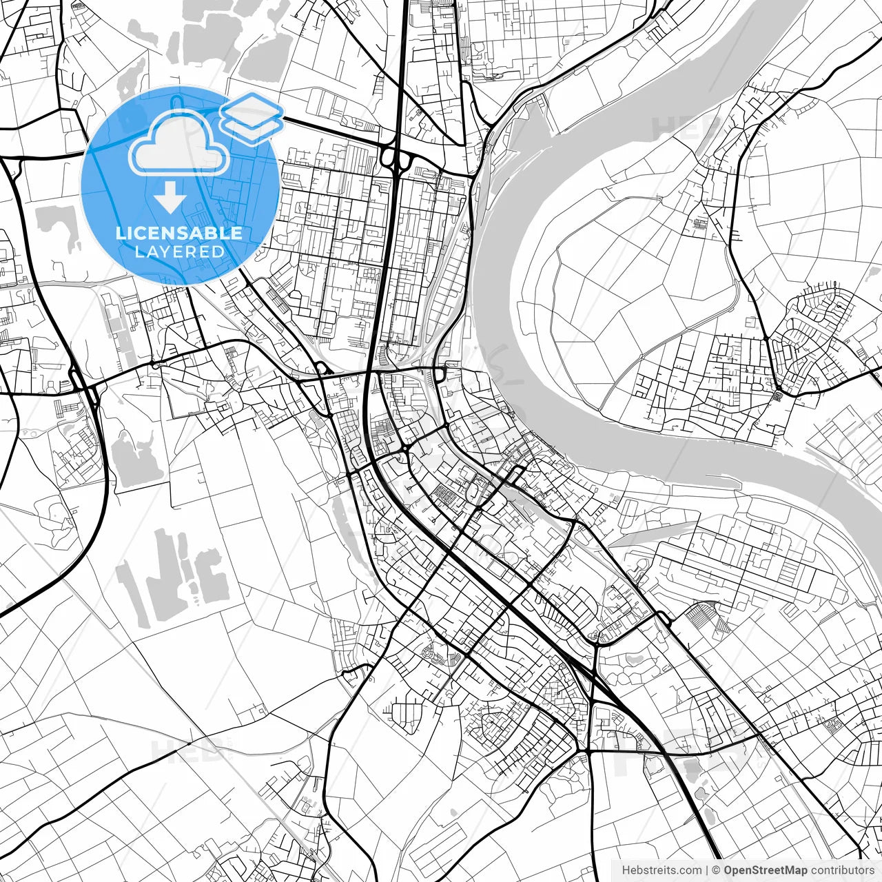 Layered PDF map of Wesseling, North Rhine-Westphalia, Germany