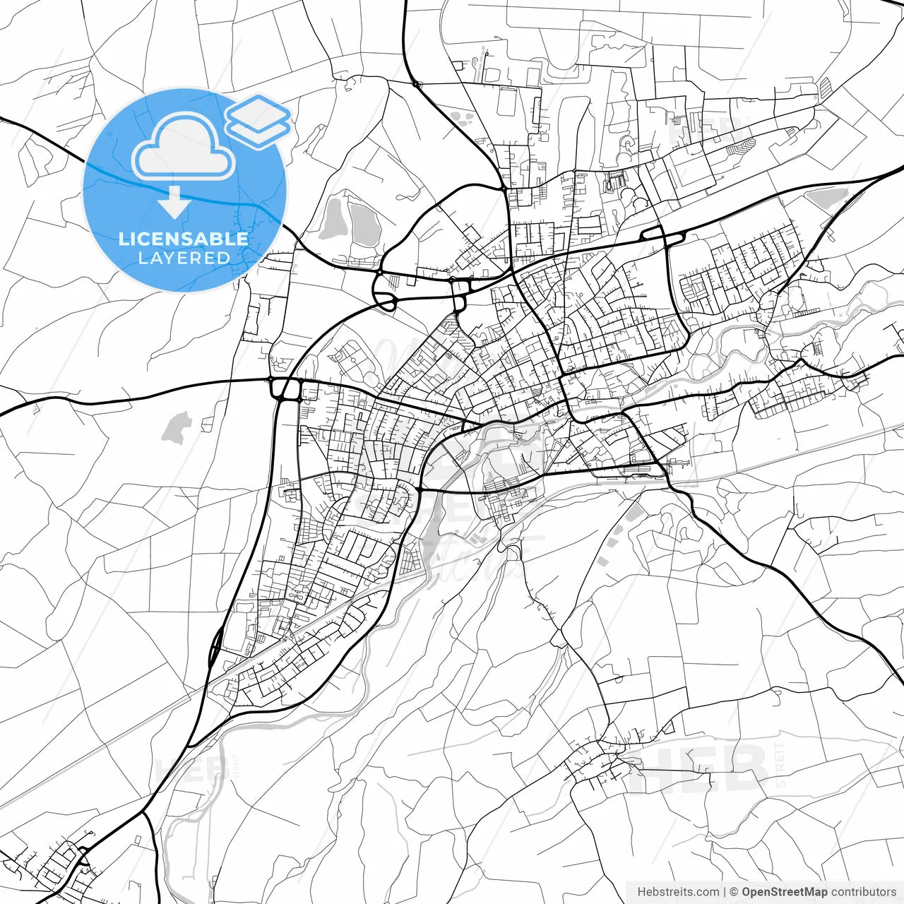 Layered PDF map of Furstenfeldbruck, Bavaria, Germany