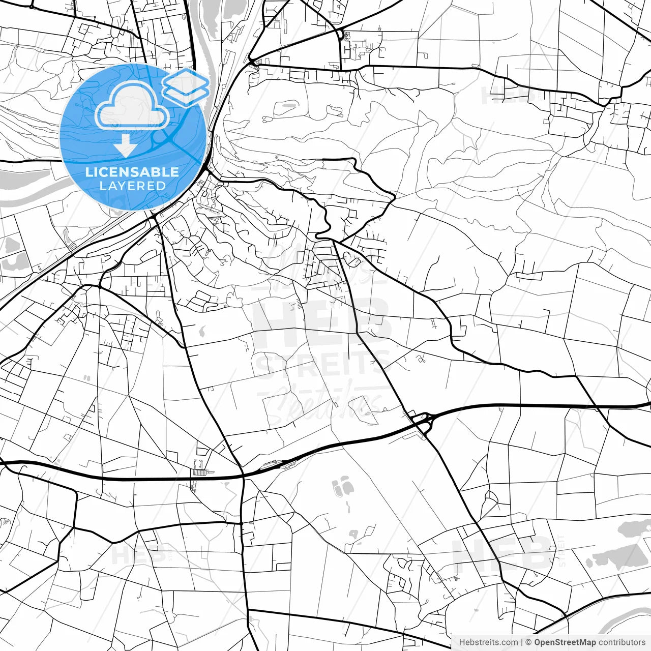 Layered PDF map of Porta Westfalica, North Rhine-Westphalia, Germany