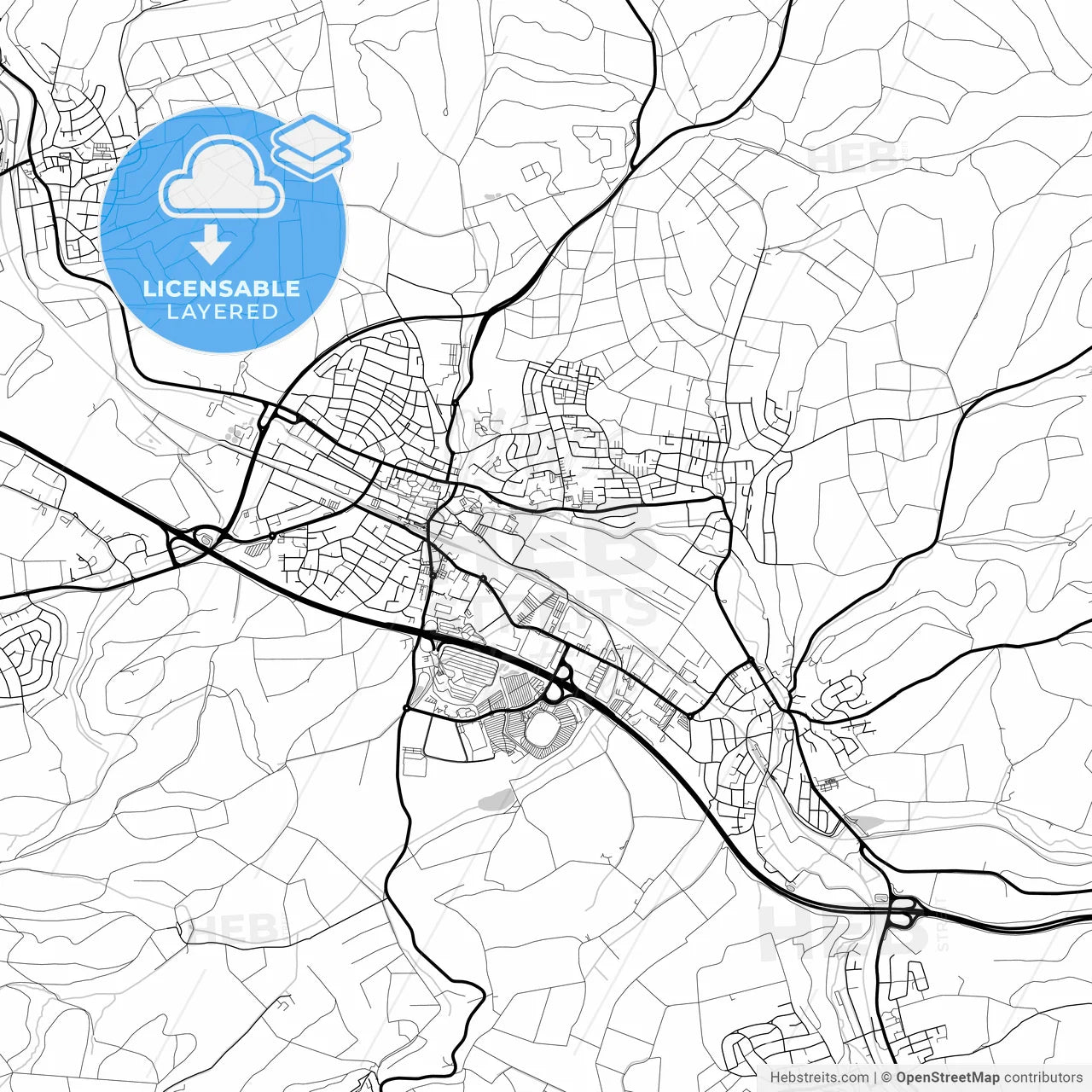 Layered PDF map of Sinsheim, Baden-Wuerttemberg, Germany