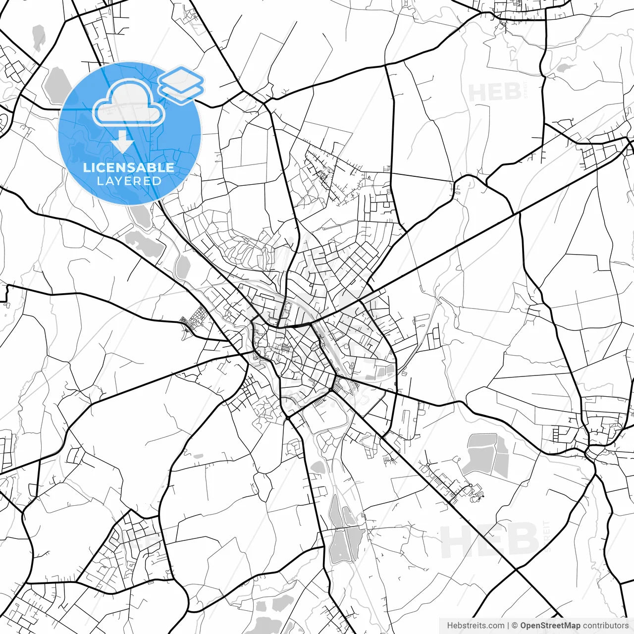 Layered PDF map of Lage, North Rhine-Westphalia, Germany