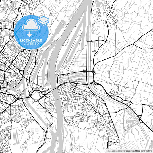Layered PDF map of Kehl, Baden-Wuerttemberg, Germany