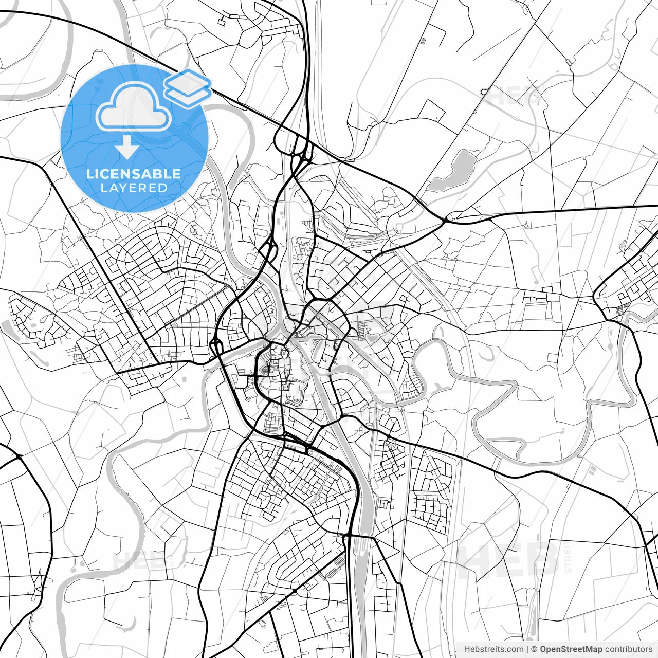 Layered PDF map of Meppen, Lower Saxony, Germany