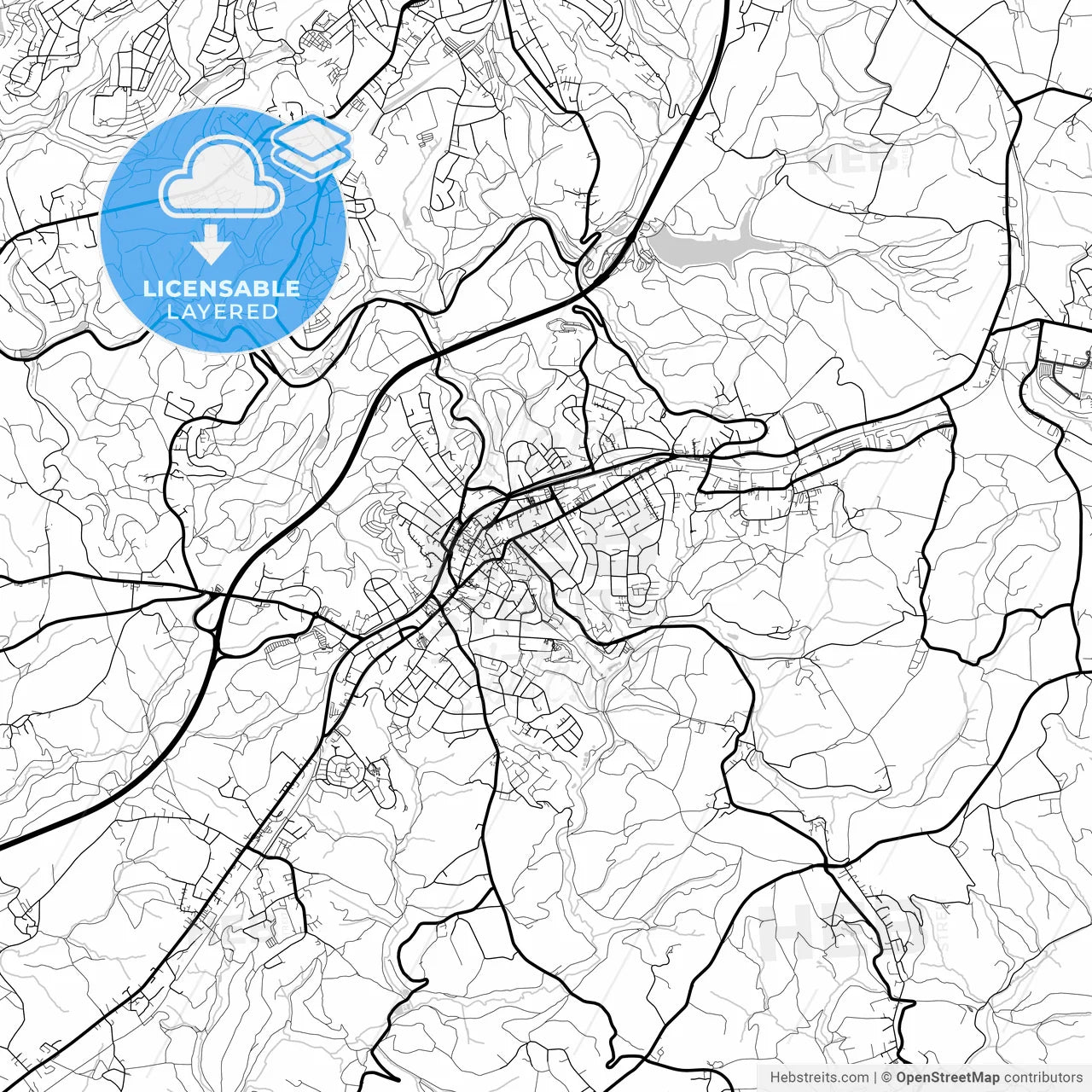 Layered PDF map of Wermelskirchen, North Rhine-Westphalia, Germany