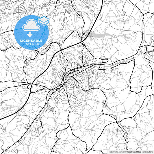 Layered PDF map of Wermelskirchen, North Rhine-Westphalia, Germany