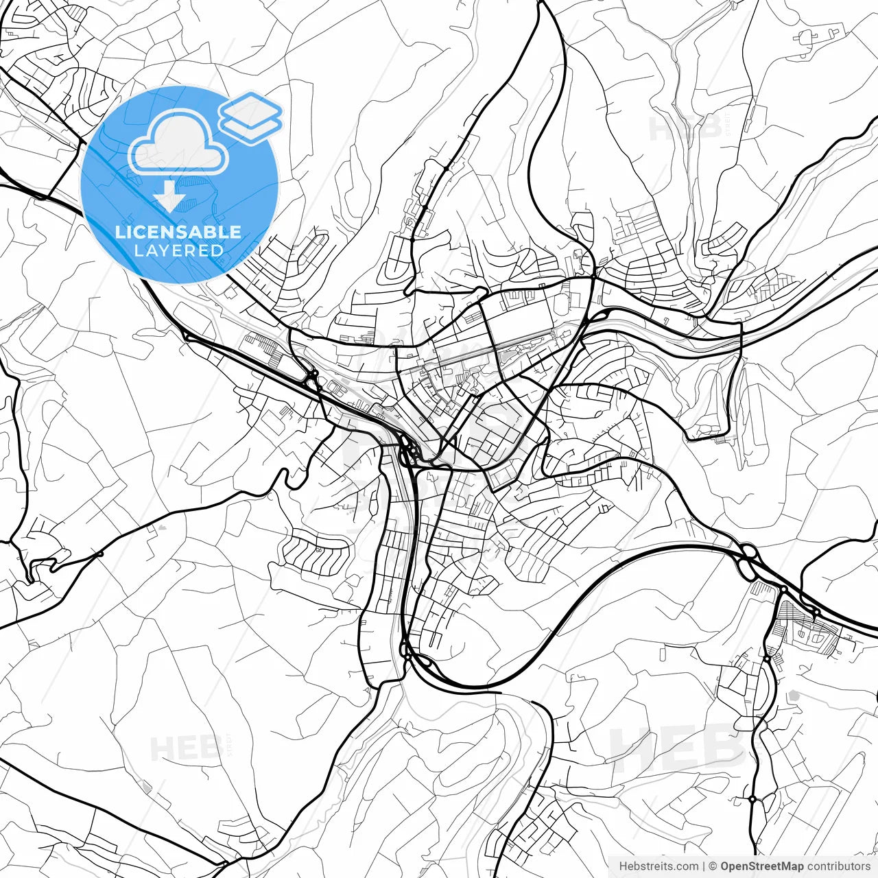 Layered PDF map of Zweibrucken, Rheinland-Pfalz, Germany