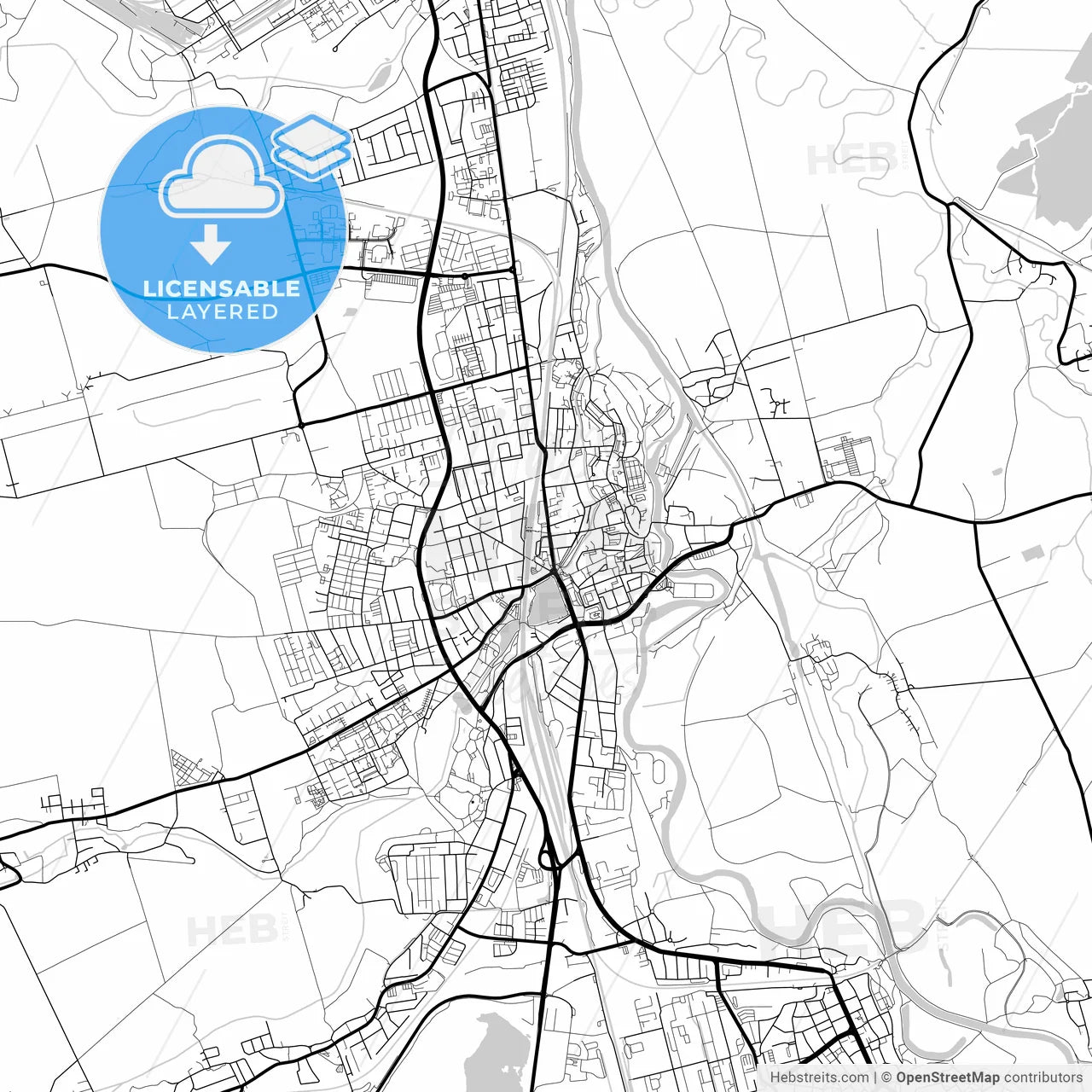 Layered PDF map of Merseburg, Saxony-Anhalt, Germany