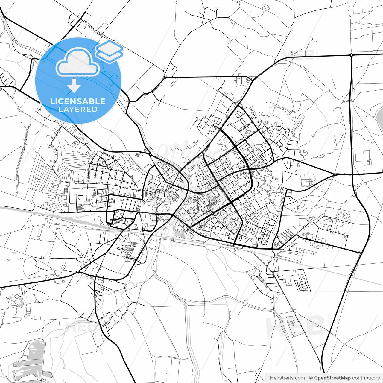 Layered PDF map of Hoyerswerda, Saxony, Germany