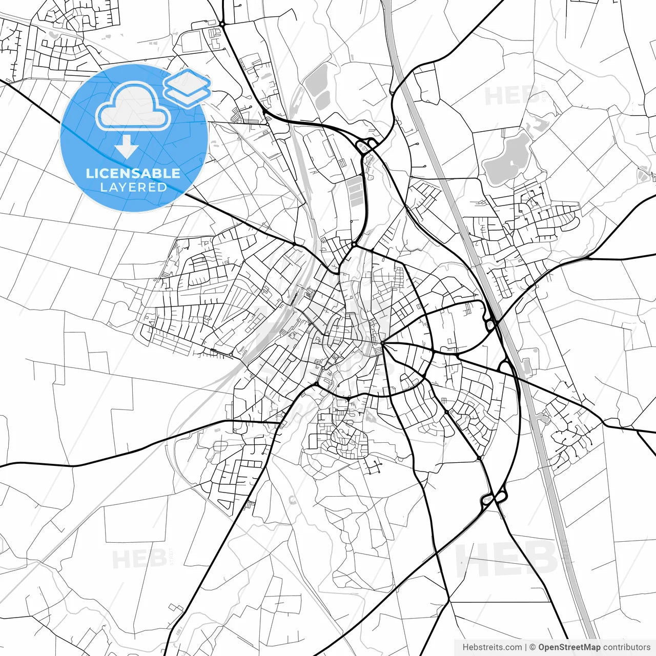 Layered PDF map of Uelzen, Lower Saxony, Germany