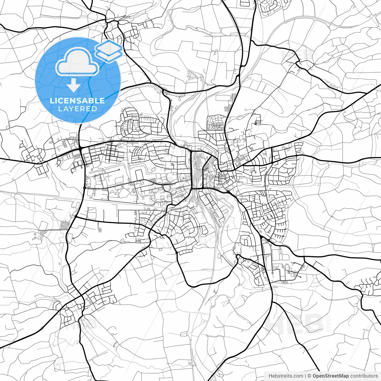 Layered PDF map of Crailsheim, Baden-Wuerttemberg, Germany