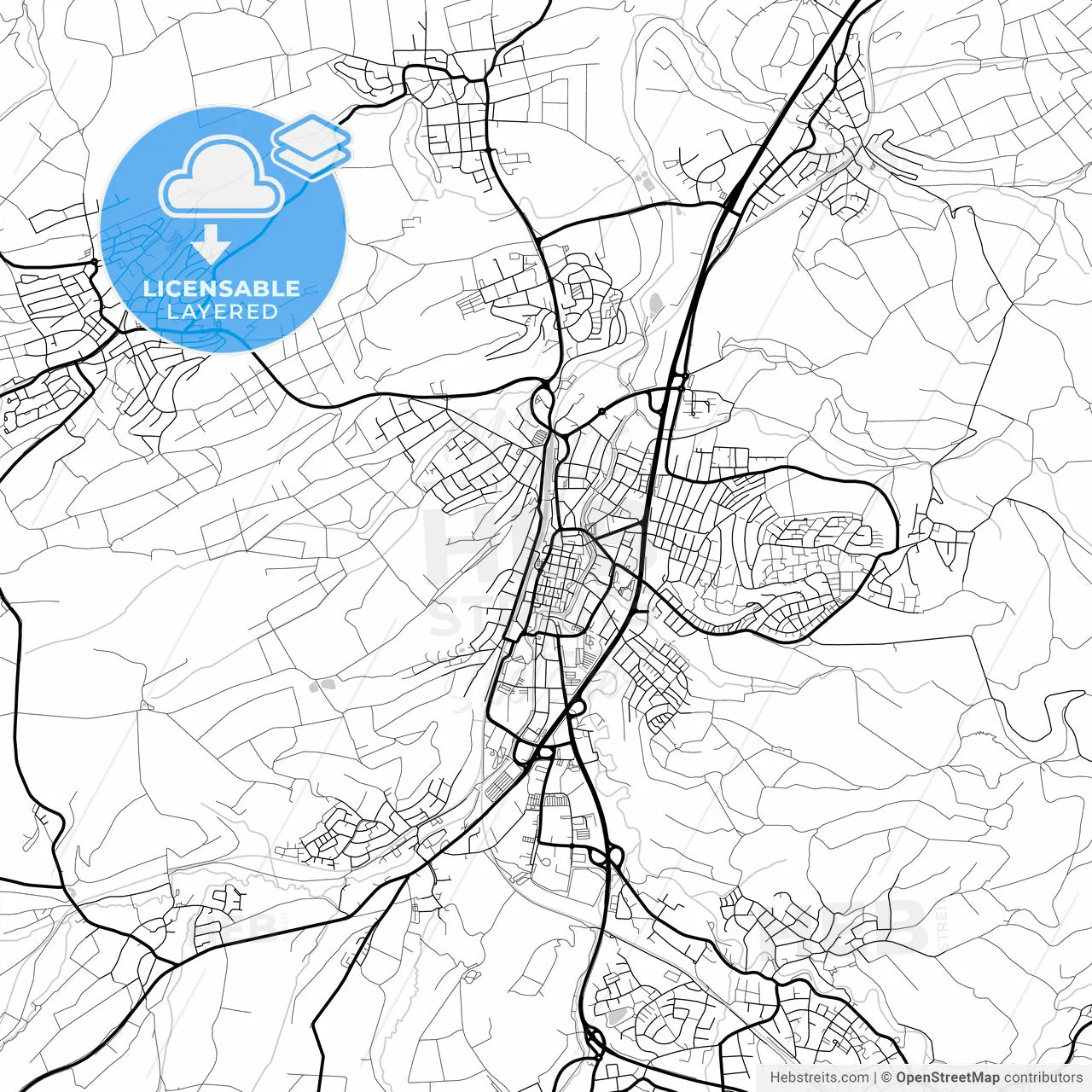 Layered PDF map of Balingen, Baden-Wuerttemberg, Germany