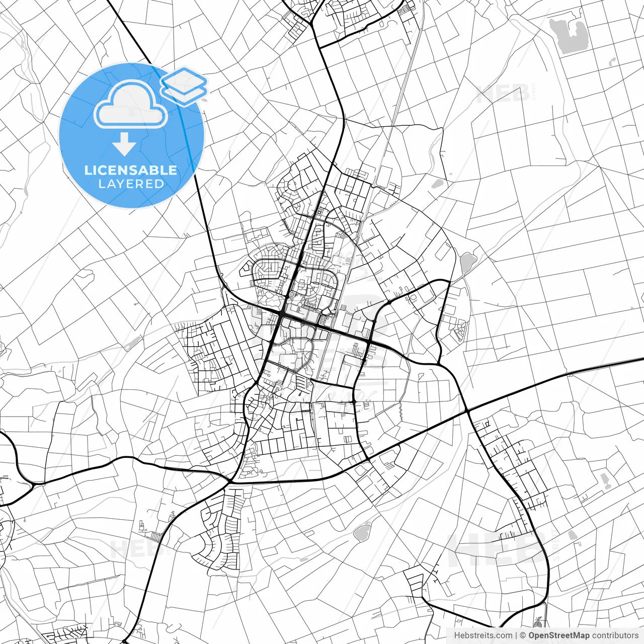 Layered PDF map of Dietzenbach, Hesse, Germany