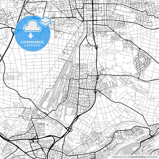 Layered PDF map of Kornwestheim, Baden-Wuerttemberg, Germany