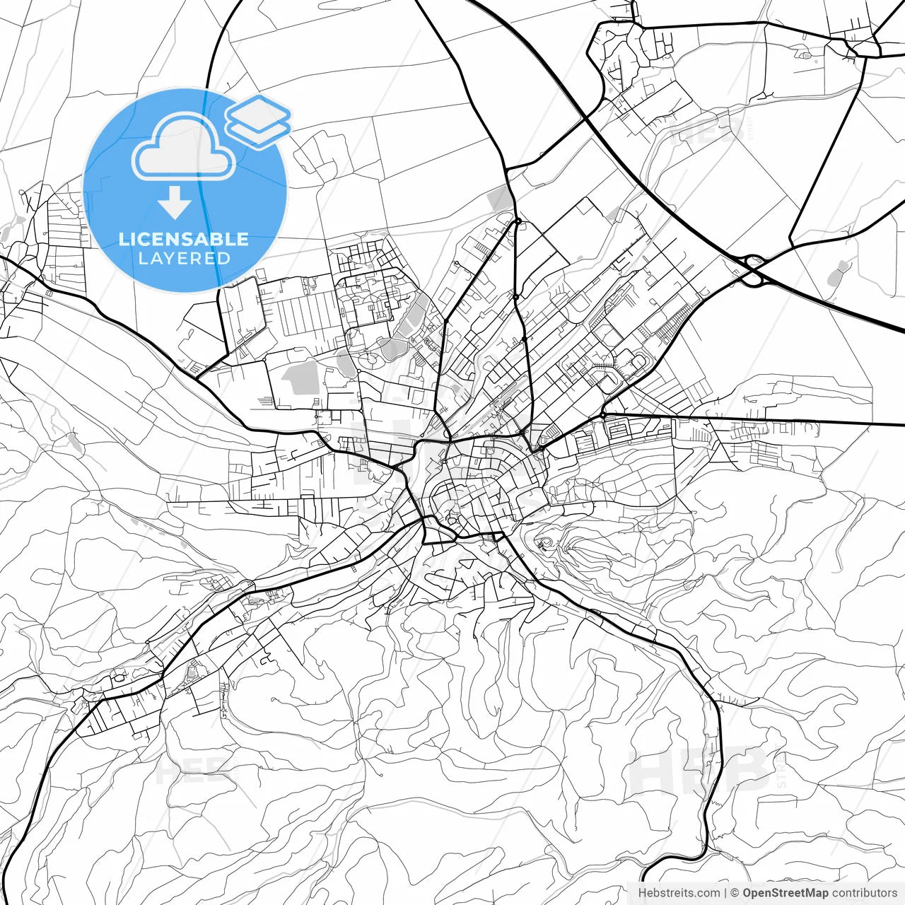 Layered PDF map of Wernigerode, Saxony-Anhalt, Germany