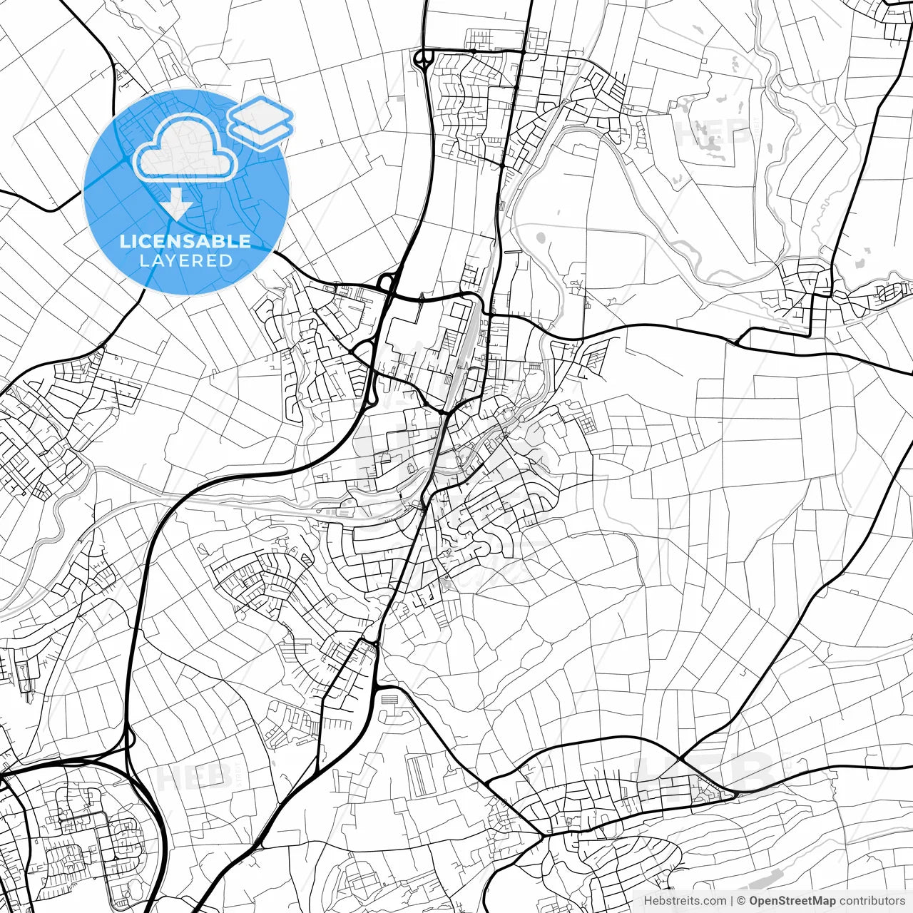 Layered PDF map of Bad Vilbel, Hesse, Germany