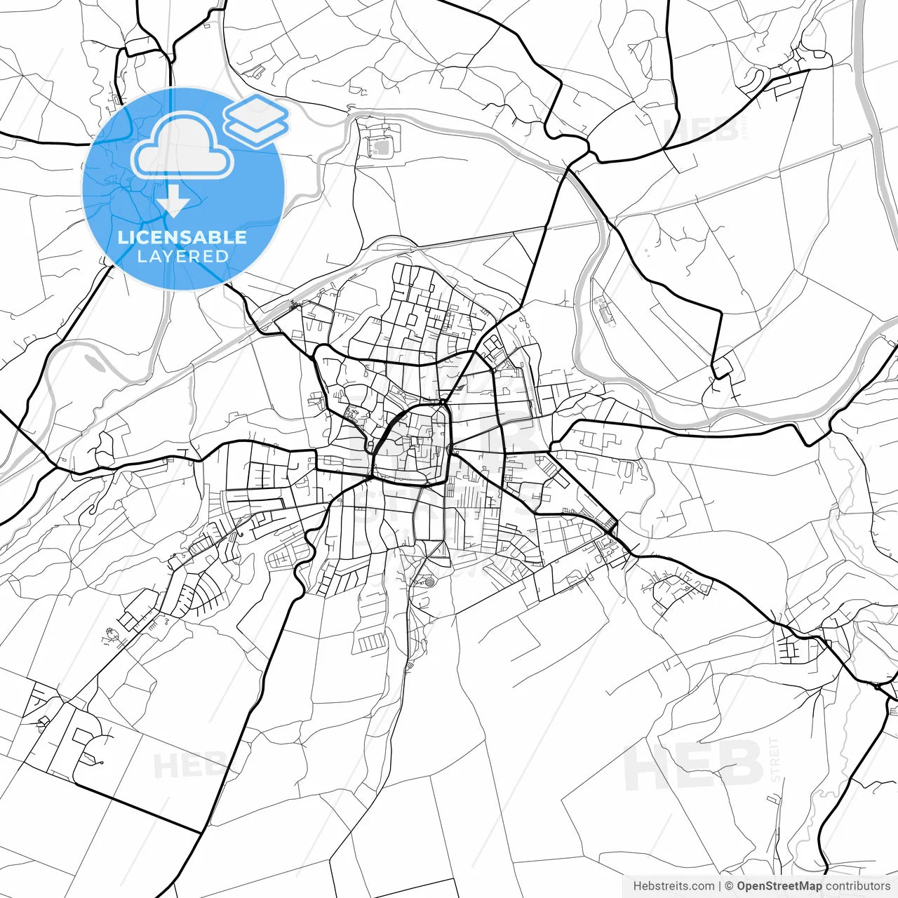 Layered PDF map of Naumburg (Saale), Saxony-Anhalt, Germany