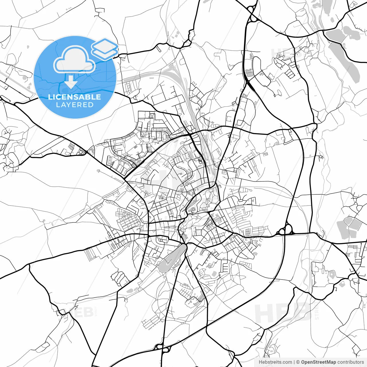 Layered PDF map of Altenburg, Thuringia, Germany