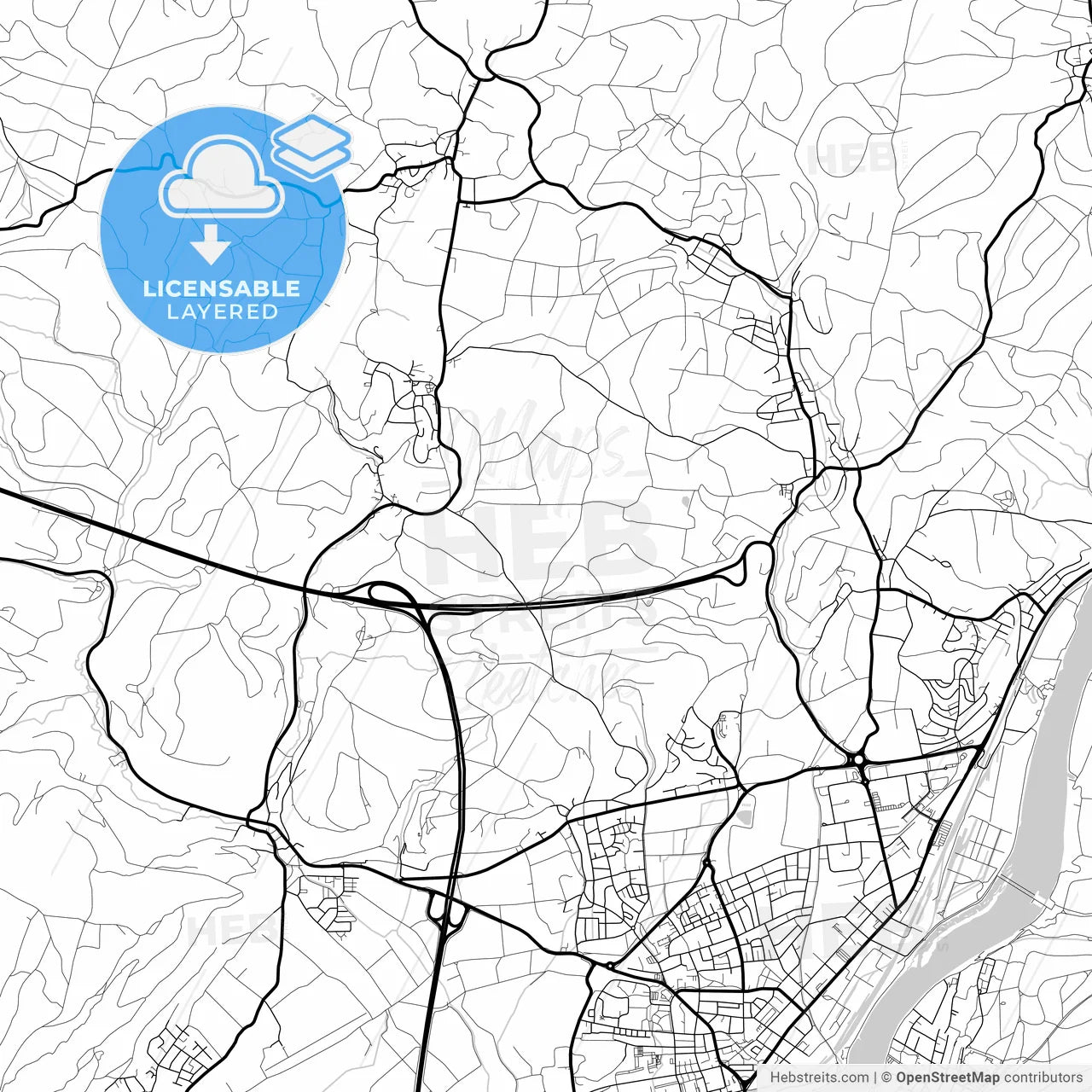 Layered PDF map of Rheinfelden (Baden), Baden-Wuerttemberg, Germany