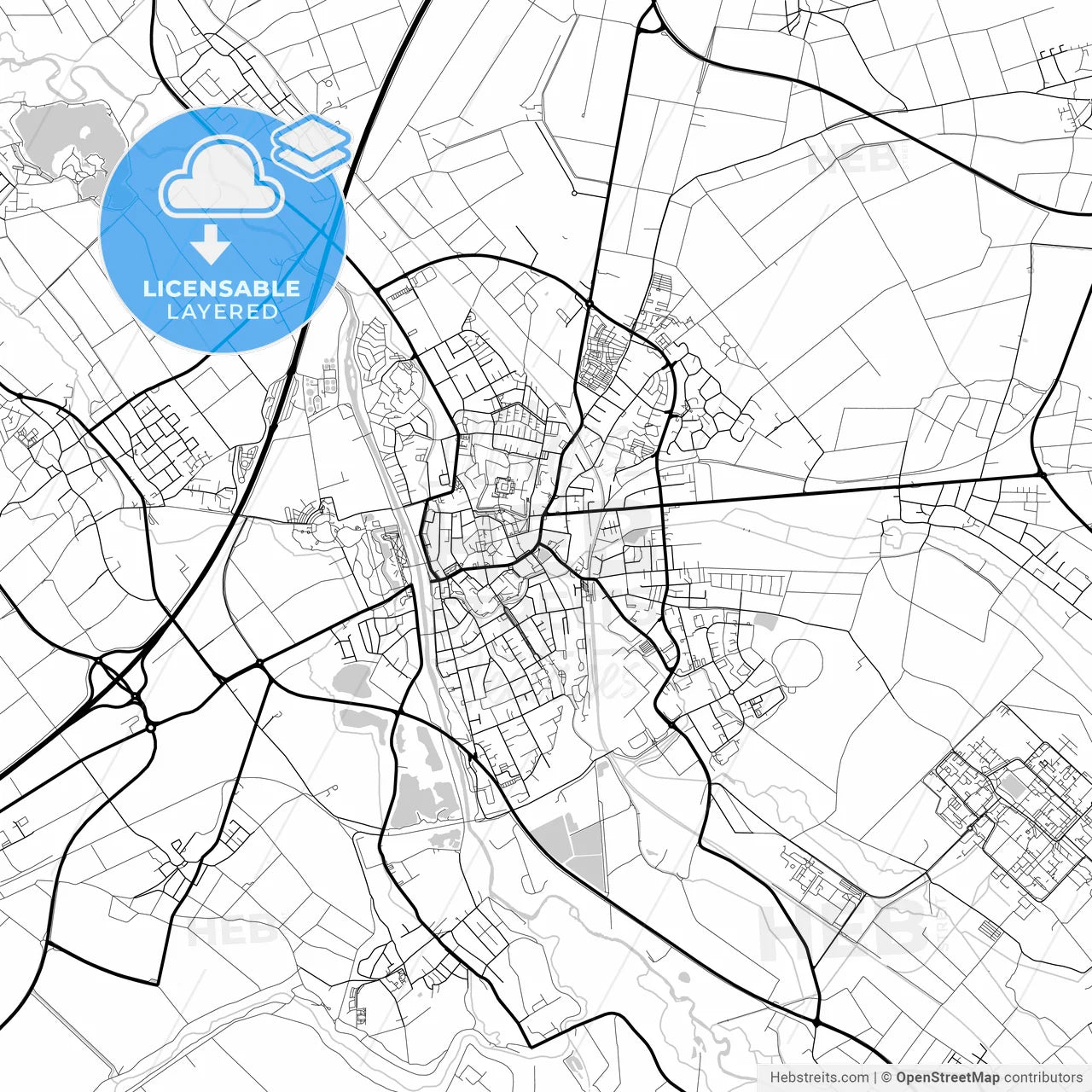 Layered PDF map of Julich, North Rhine-Westphalia, Germany