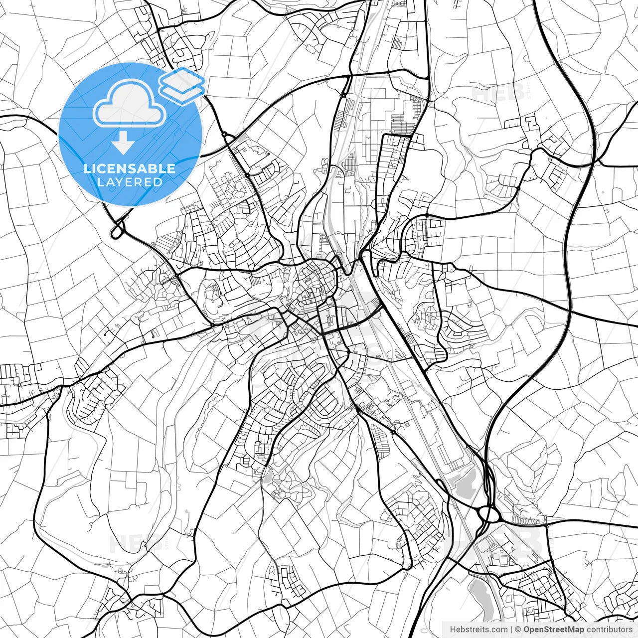 Layered PDF map of Biberach an der Riß, Baden-Wuerttemberg, Germany