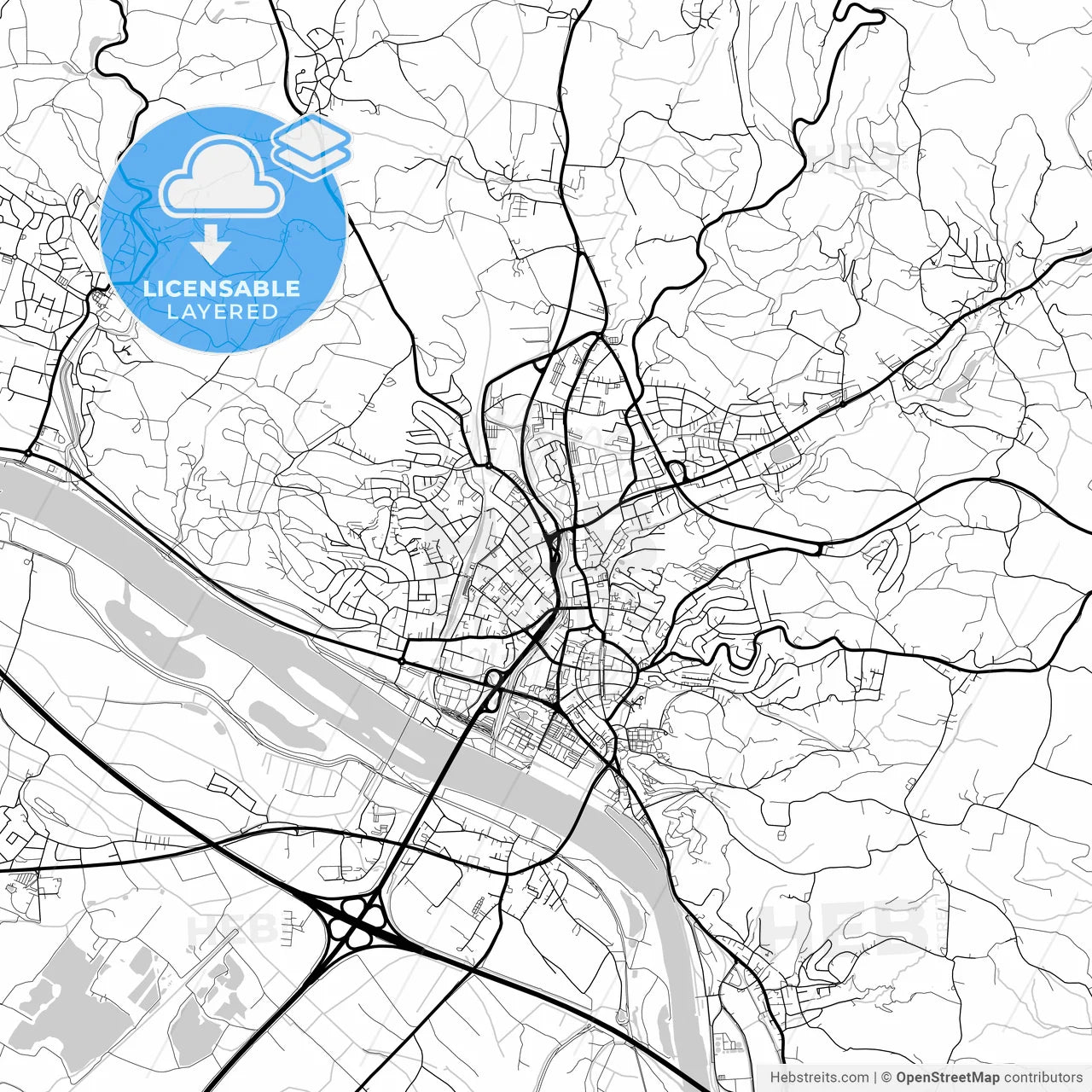 Layered PDF map of Deggendorf, Bavaria, Germany
